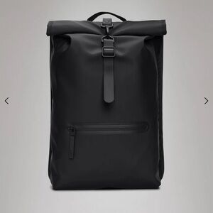 RAINS Black Roll-Top Backpack
